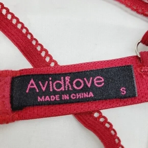 * Avidlove small bra garter set floral lace sexy set bow detail burgendy c… - Picture 6 of 11